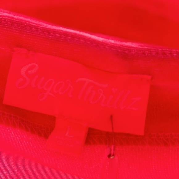 Sugar Thrillz dolls faux fur hem velvet mini skirt Barbiecore pink sz large new - Picture 6 of 9